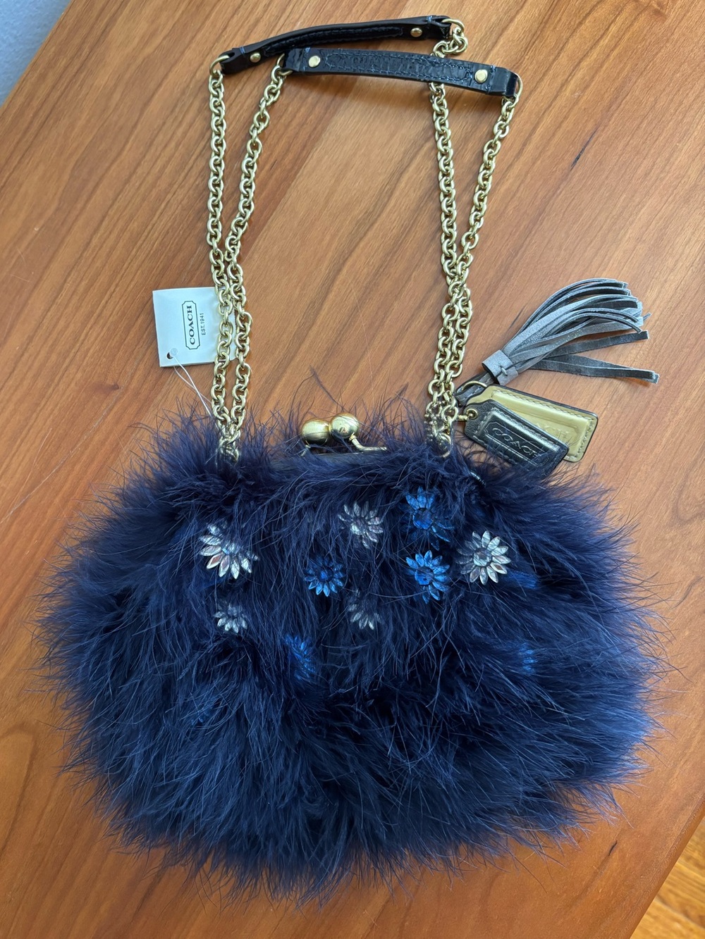 Coach Limited-Edition Poppy Ostrich Crossbody Feather Clutch